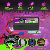 Batterie LiPo Ovonic Rebel 2.0 100C 14,8V 6000mAh 4S EC5 pour camion Arrma Outcast Kraton